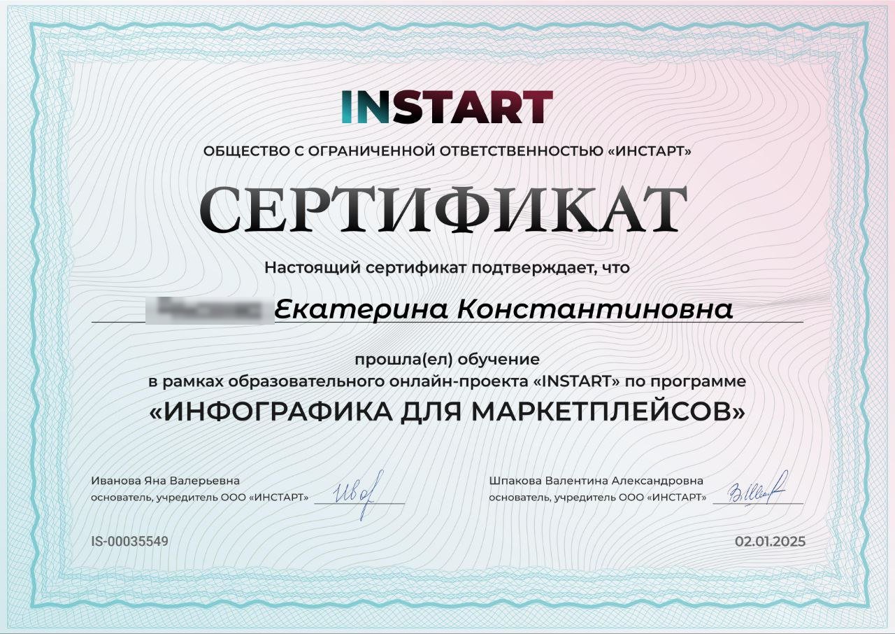 Сертификат участника проекта InStart
